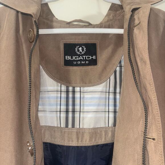 Bugatchi Uomo Tan Suede Jacket- Lightweight Zip Button Jacket – Size XL - Picture 14 of 15